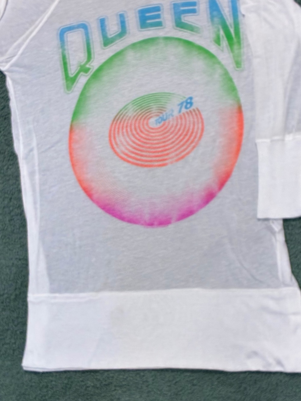 Queen “Tour ’78” burnout-style raglan top by Chaser, size Medium